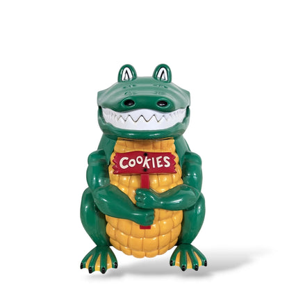 Vintage Crocodile Cookie Jar – Retro Green Alligator Kitchen Canister