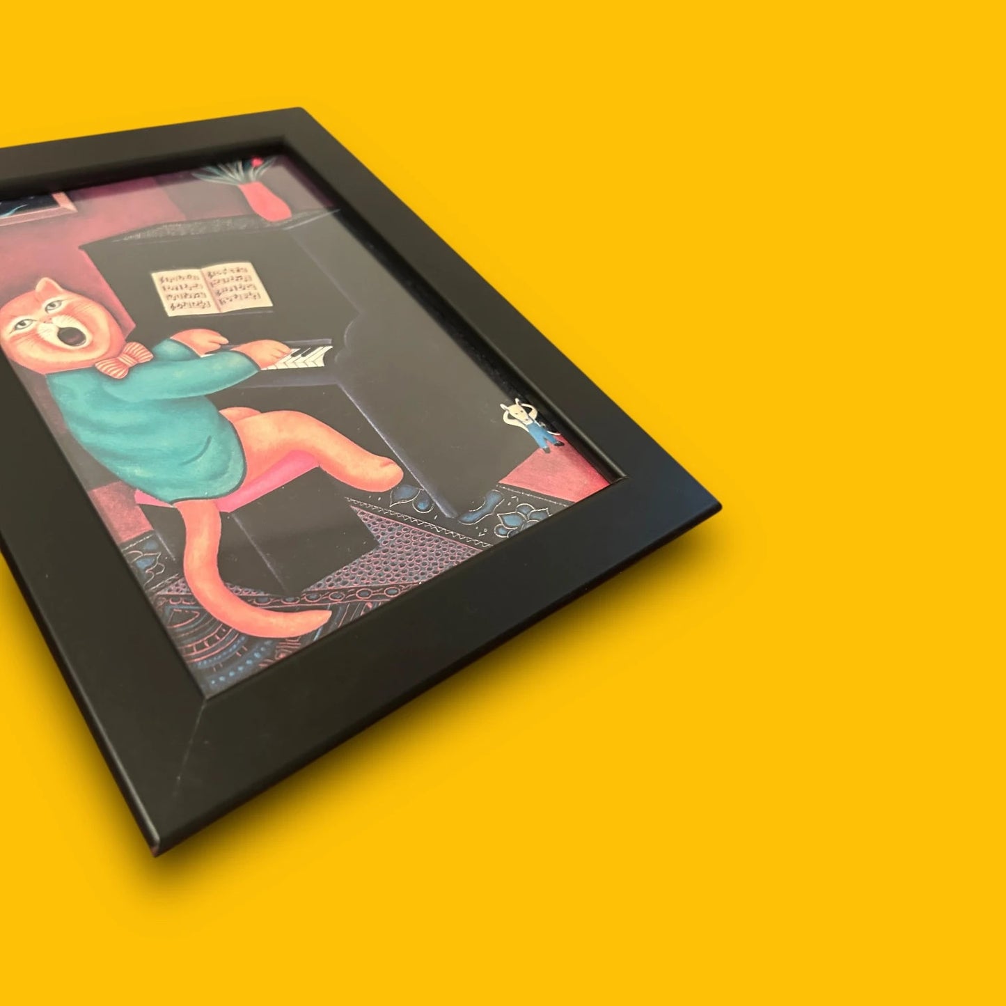 Vintage Cat Playing Piano by Martin Leman Framed Picture