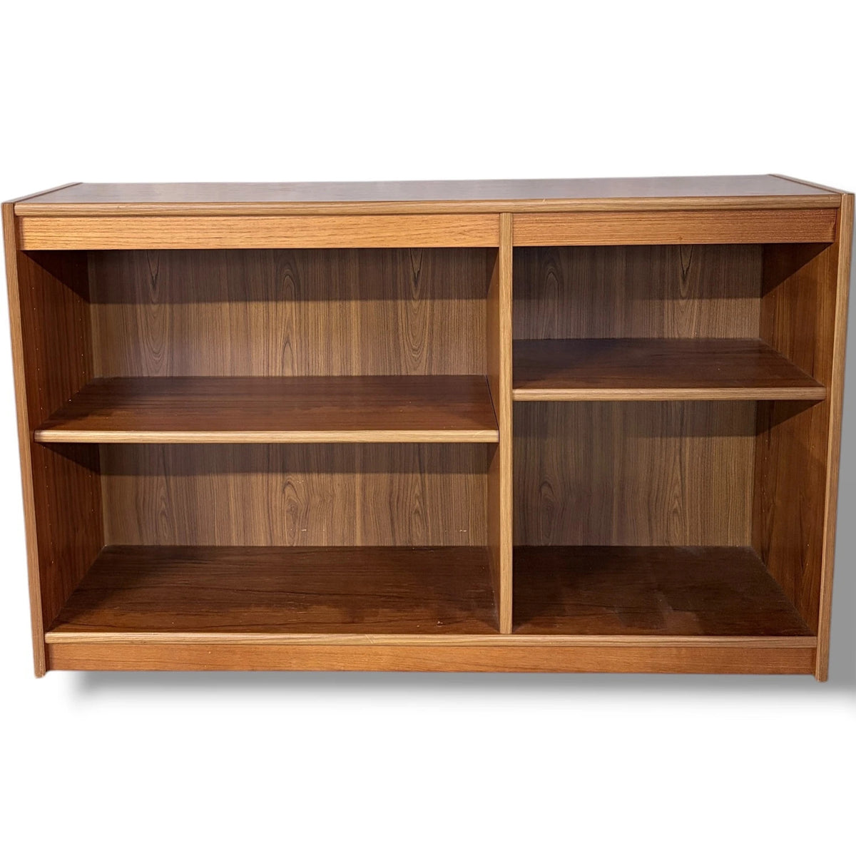 Mid Century Teak Bookcase - Danish Low Shelving Unit With Open Storage
