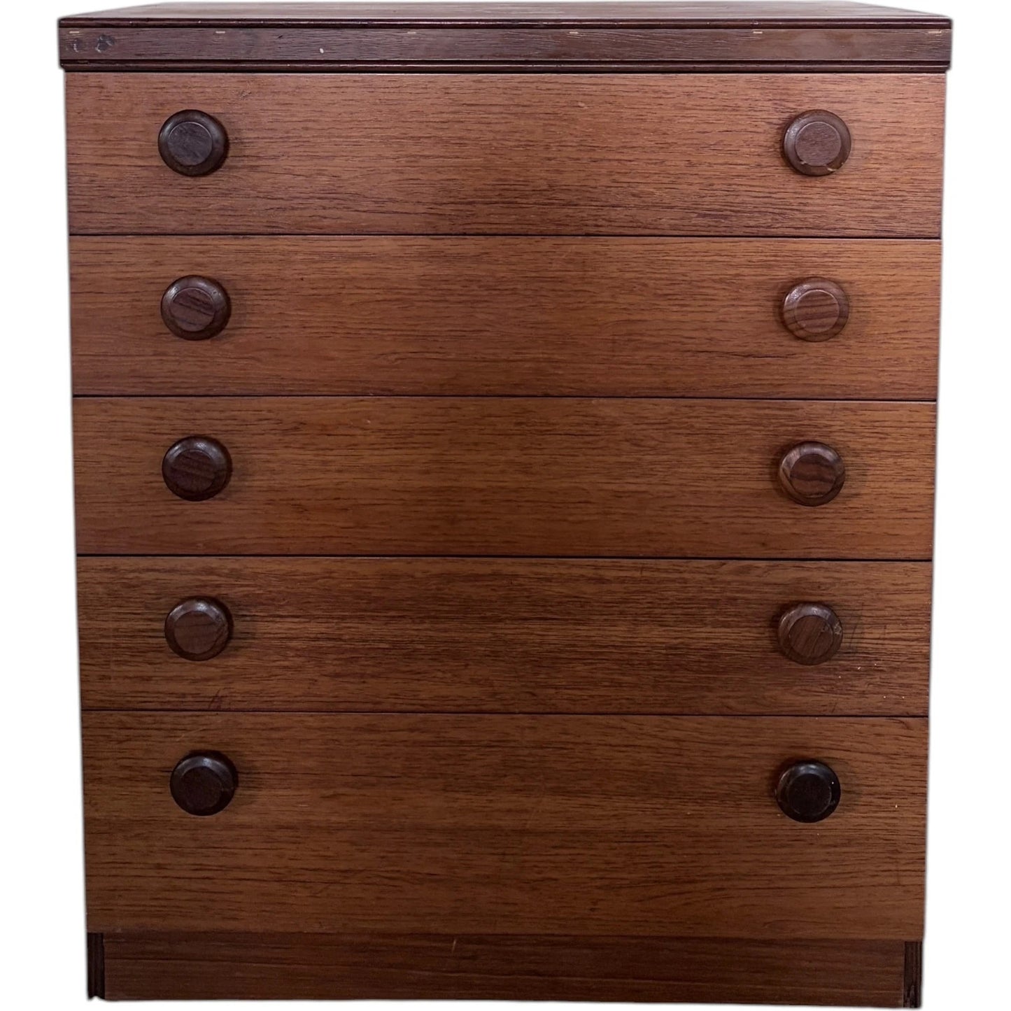 Mid Century Chest | Legate Teak Chest Drawers With Sculpted Circular Handles — view 3