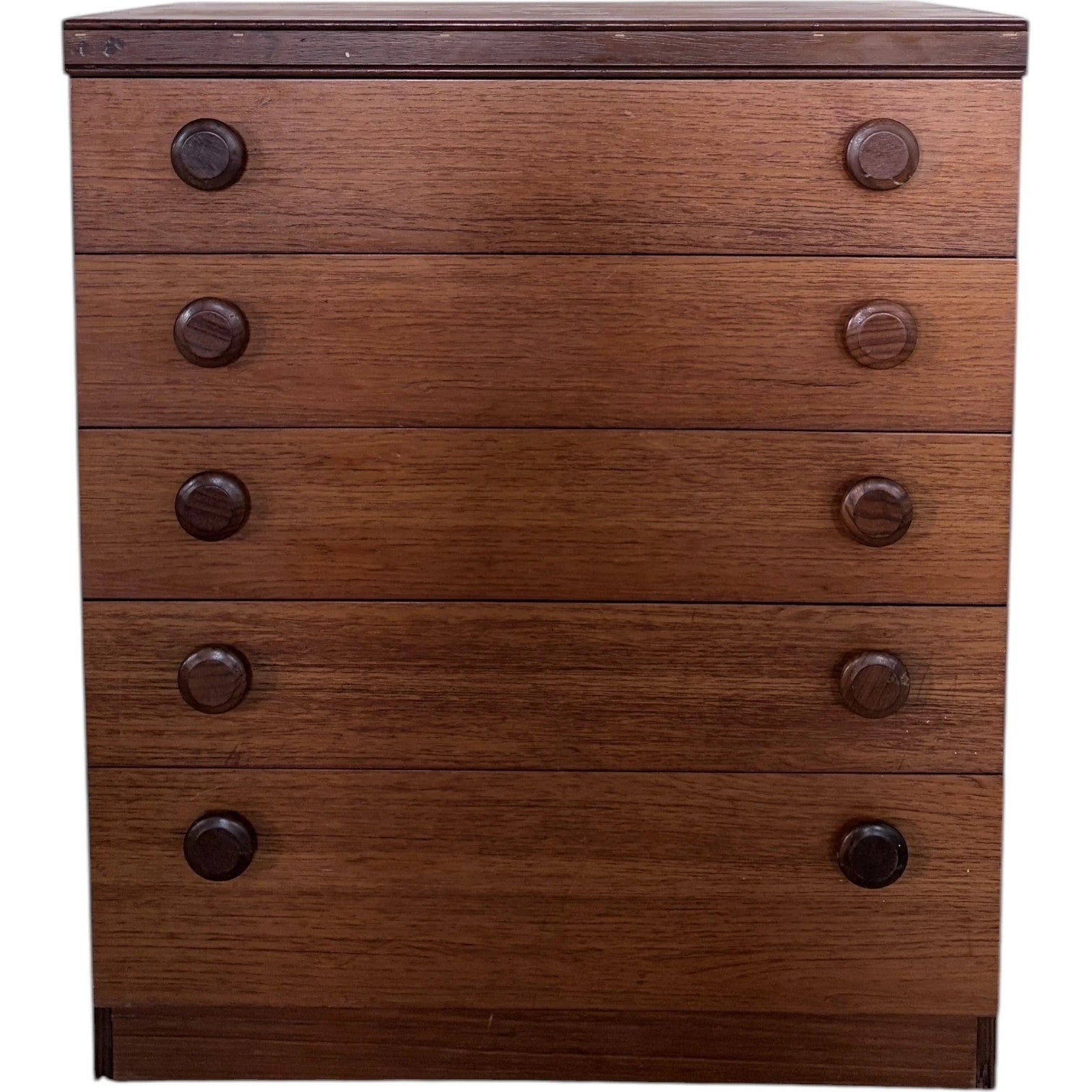 Mid Century Chest | Legate Teak Chest Drawers With Sculpted Circular Handles — view 3