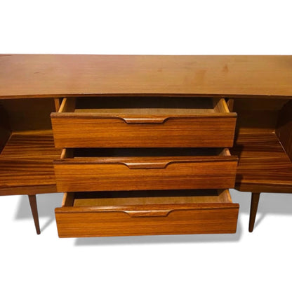 Mid Century Teak Sideboard | Vintage Compact Cabinet With Sculpted Handles — view 3