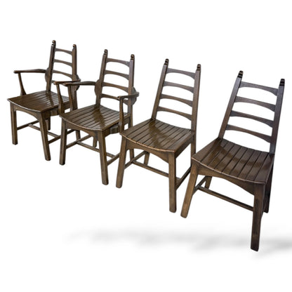 Set of Four Webber of Croydon Oak Dining Chairs – Arts & Crafts Brutalist