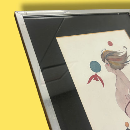 Vintage 1970s Japanese Surrealism Original Artwork Framed