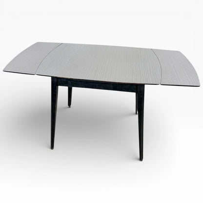 Extendable Dining Table – White Formica Top with Black Legs | Mid-Century Vintage Design