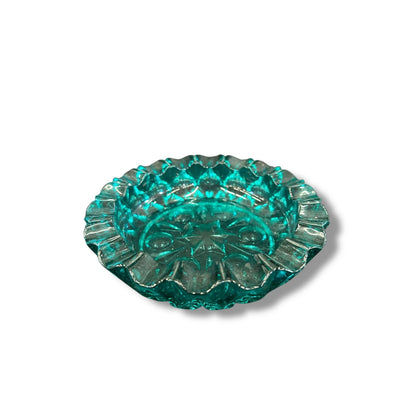 Mid Century Modern Green Glass Ashtray