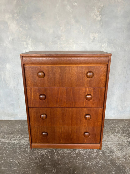 Mid Century Modern Elliot’s of Newbury Walnut Tallboy Chest of Drawers