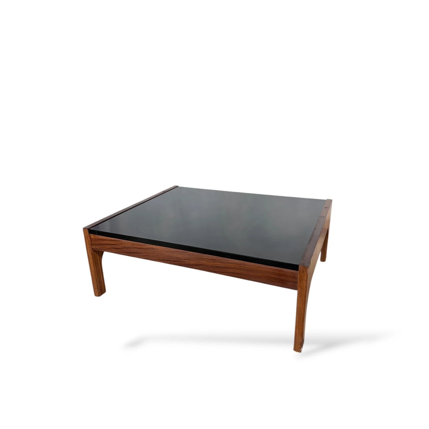 Guy Rogers Teak & Black Formica Coffee Table | Mid-Century Modern Square Table