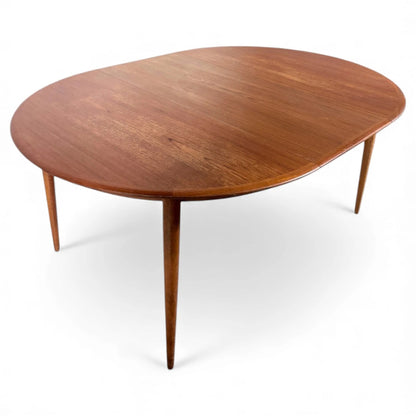Extending Teak Dining Table – Mid Century Oval Round Leaf by Kai Kristiansen