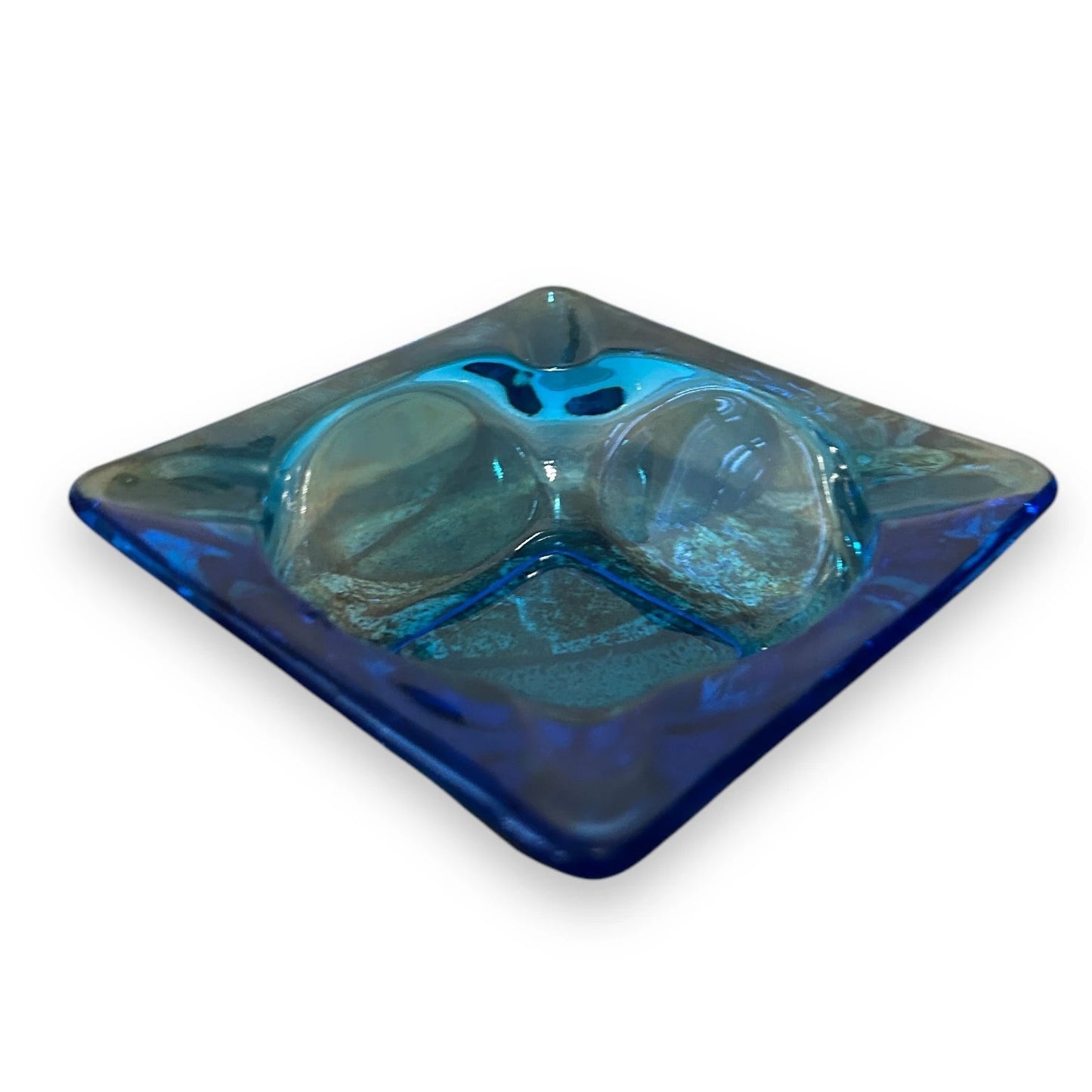 Mid Century Cobalt Blue Glass Tray