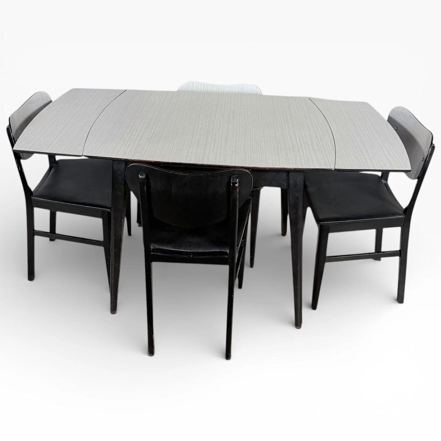 Vintage Drop-Leaf Dining Table – Mid-Century White Formica Extendable Set