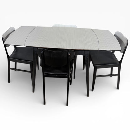 Vintage Drop-Leaf Dining Table – Mid-Century White Formica Extendable Set