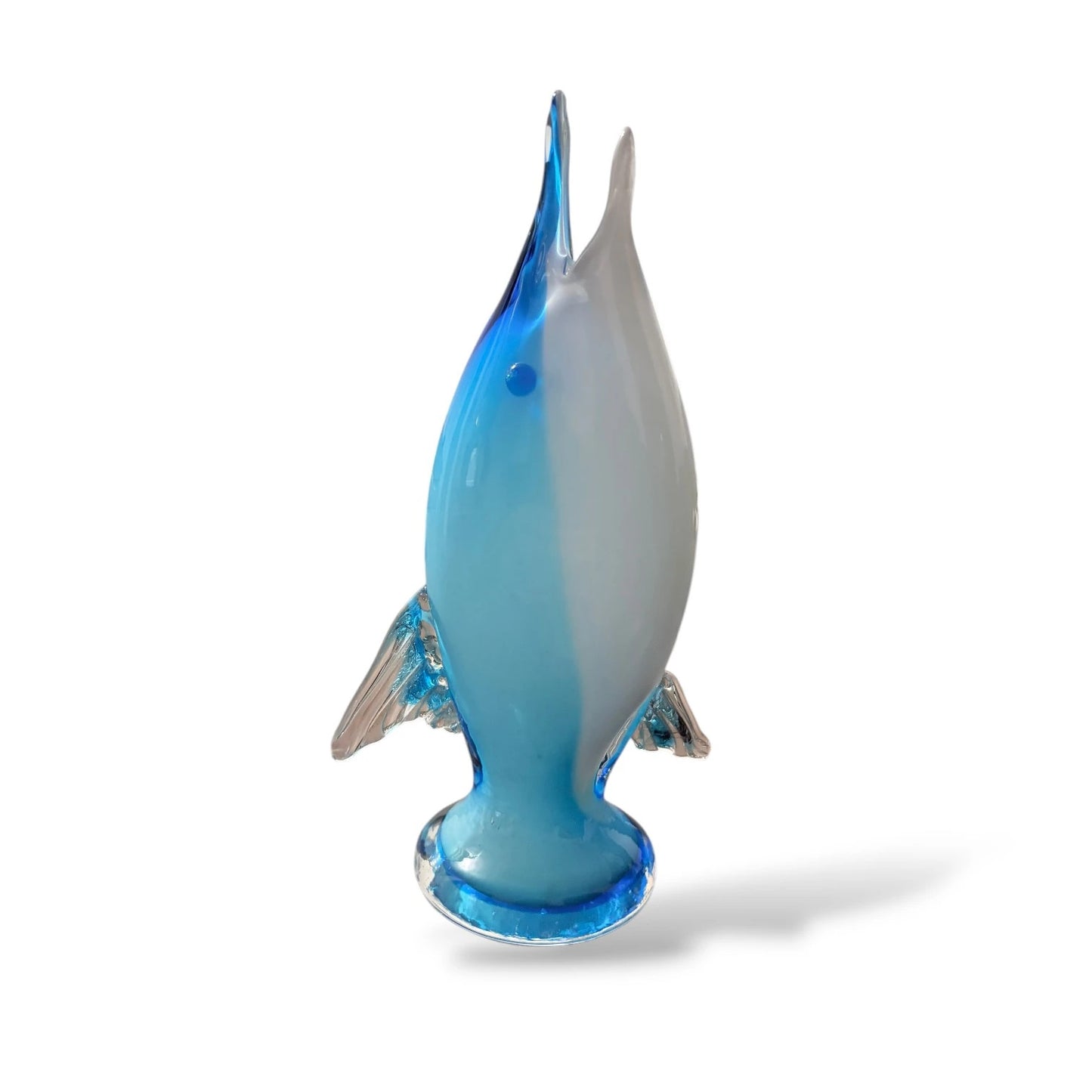 Vintage Murano Glass Dolphin | Blue & White Hand-Blown Art Glass Figurine | Mid-Century