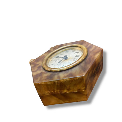 Vintage Art Deco Bakelite Tortoiseshell Octagonal Clock
