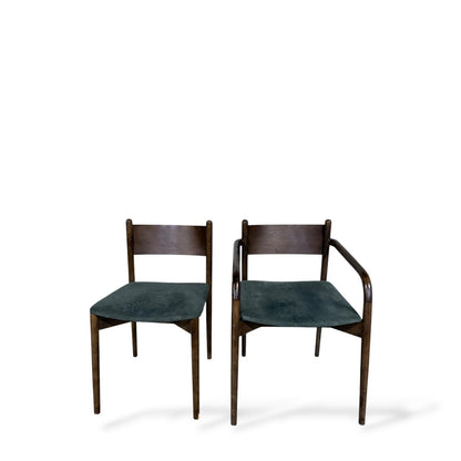 Pair of Mid-Century Modern Dark Wood Dining Chairs – Danish Style