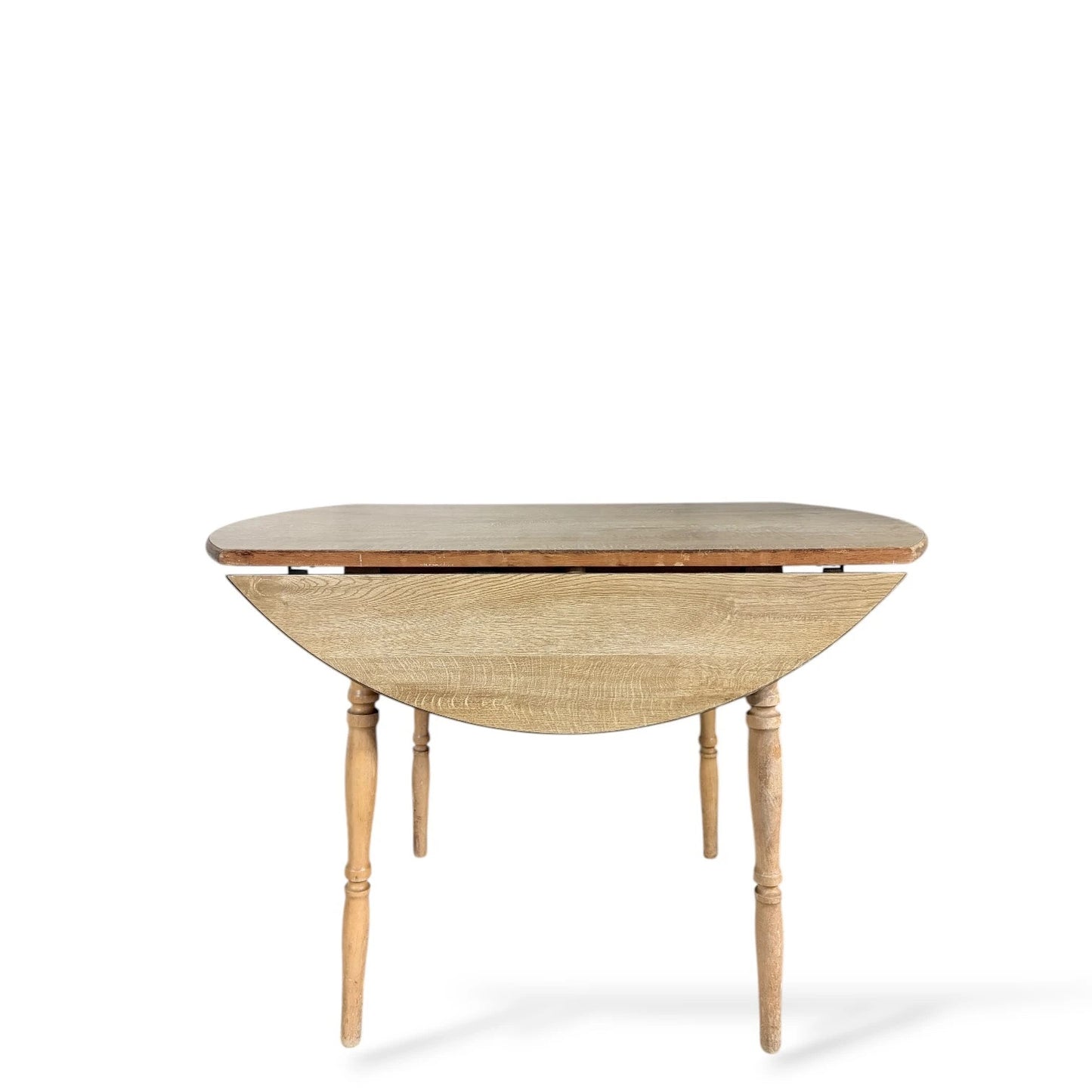 Vintage Pine-Effect Drop-Leaf Table – Compact Dinette Dining Table with Turned Legs