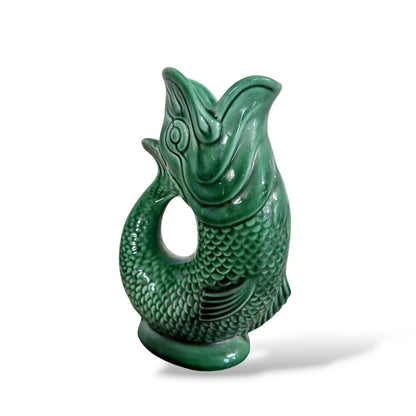 Vintage Green Glug Jug – Fish Shaped Ceramic Gurgle Jug