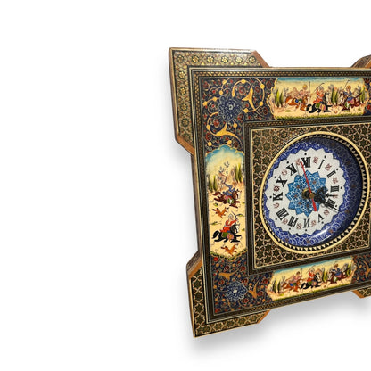 Vintage 1960s Persian Khatam Mosaic Clock