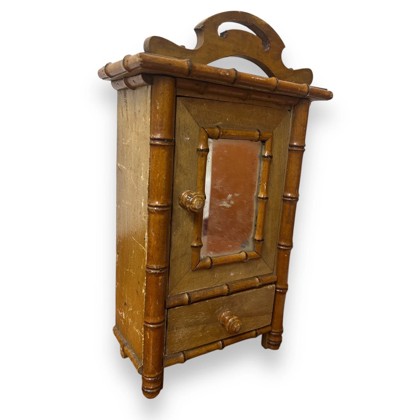 Vintage 1930s French Faux Bamboo Cabinet