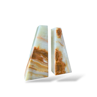 Vintage Onyx Stone Bookends – Mid Century Modern Geometric Book Ends