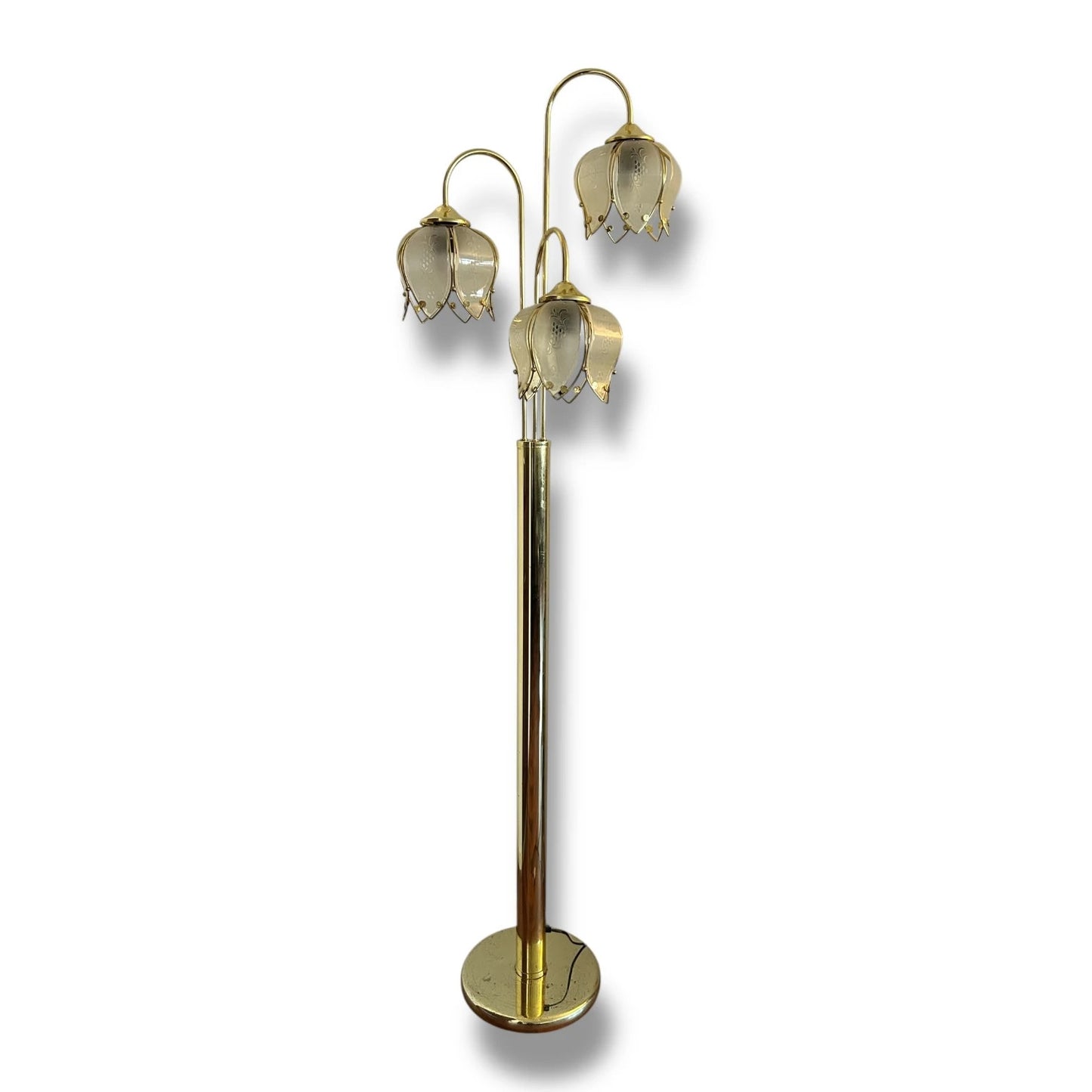Vintage Hollywood Regency Brass Lotus Flower Floor Lamp