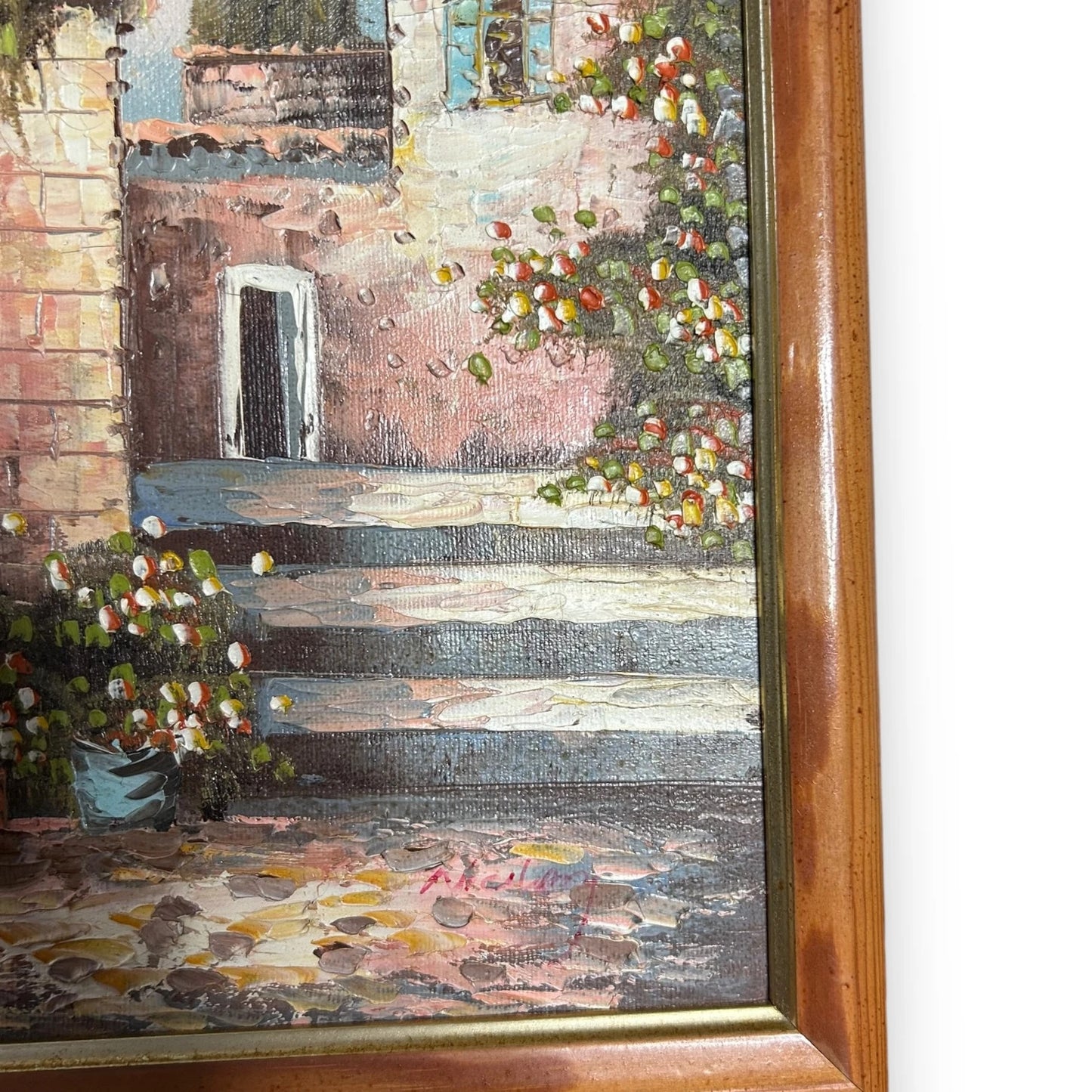 Vintage 1970s Mediterranean Scene Oil Painting