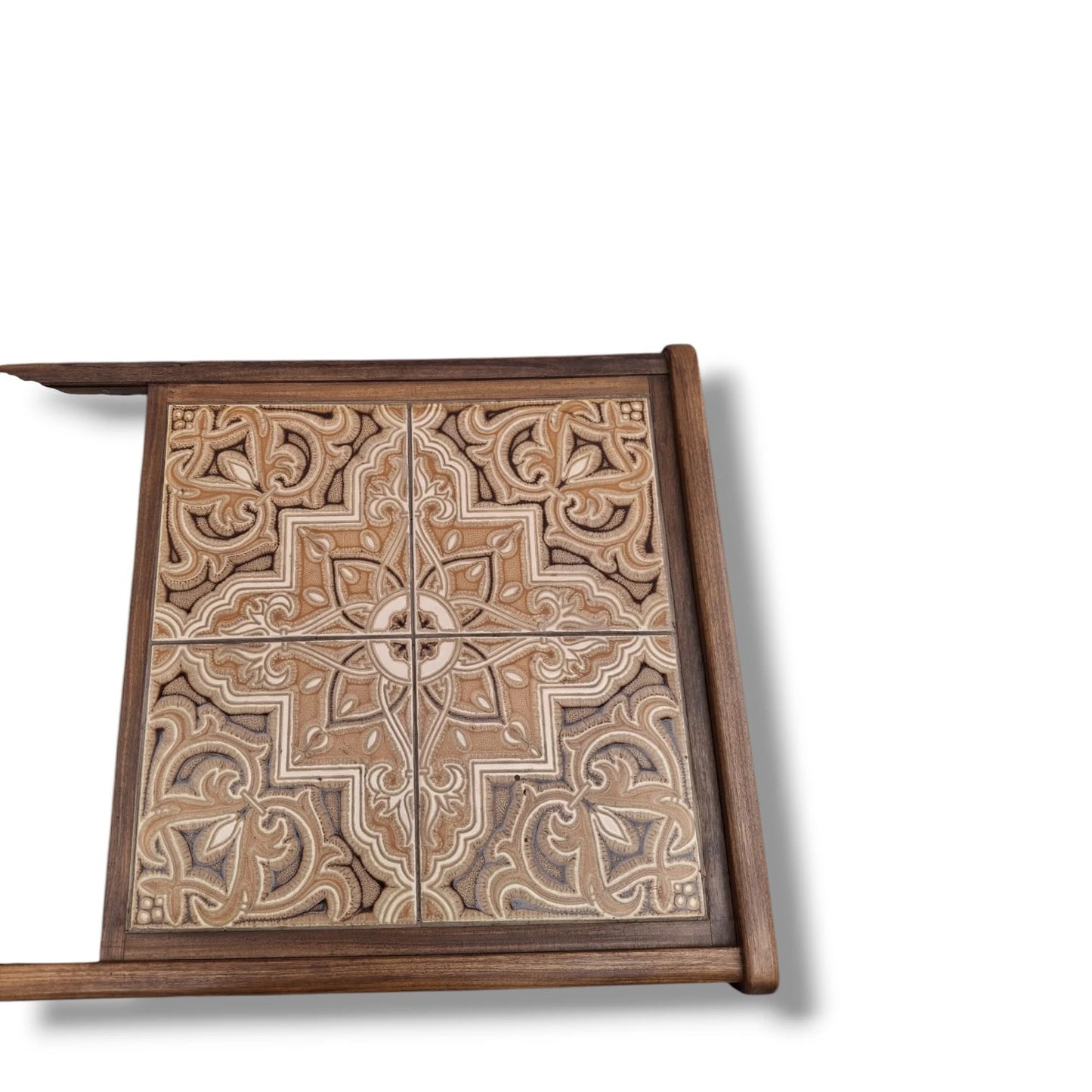 G Plan Coffee Table – Mid Century Teak Table with Smoked Glass Top & Patterned Tiles