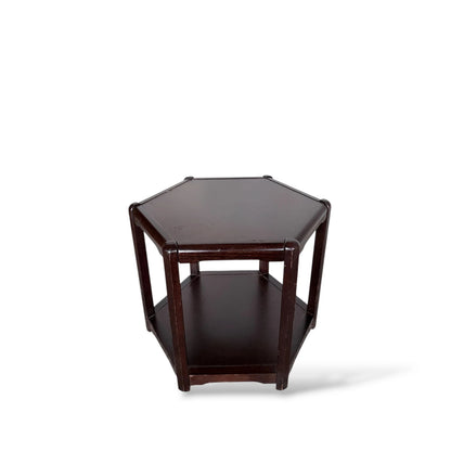 Mid-Century Danish Hexagonal Side Table – Dark Wood