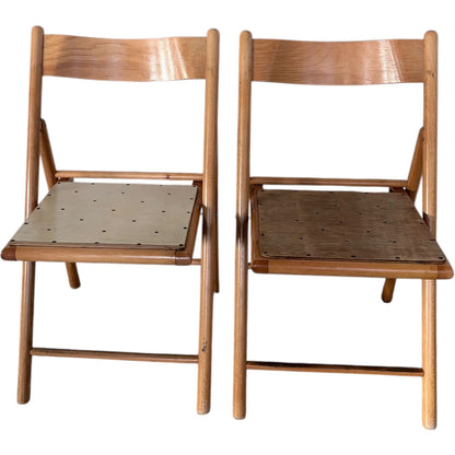 Habitat Folding Chairs - Vintage Beech Wood Mid Century Compact Seating — view 3