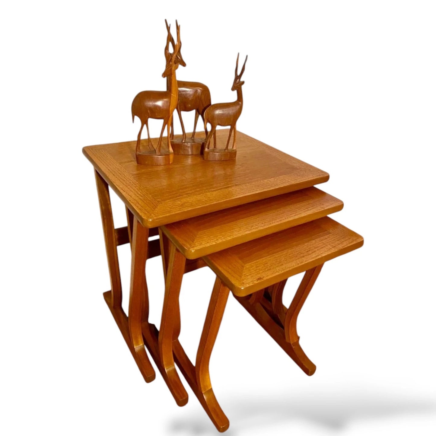 Nathan Teak Nest of 3 Tables | Mid-Century Modern Vintage Nesting Coffee Tables