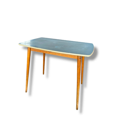 Mid Century Blue Formica Kitchen Table | Compact Retro Dining Table 1960s
