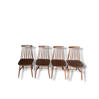 Set of 4 Danish Stickback Dining Chairs – Mid-Century