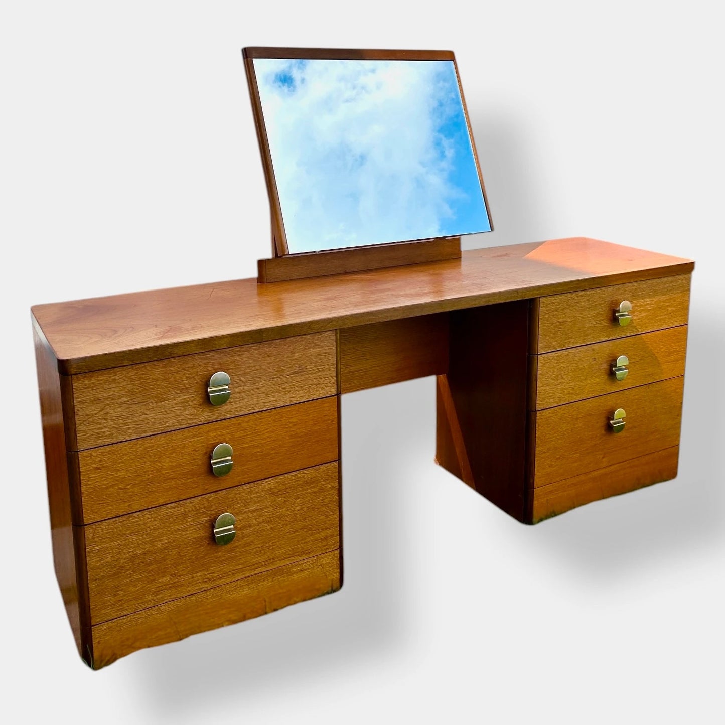 Mid Century Stag Teak Wood Dressing Table Desk