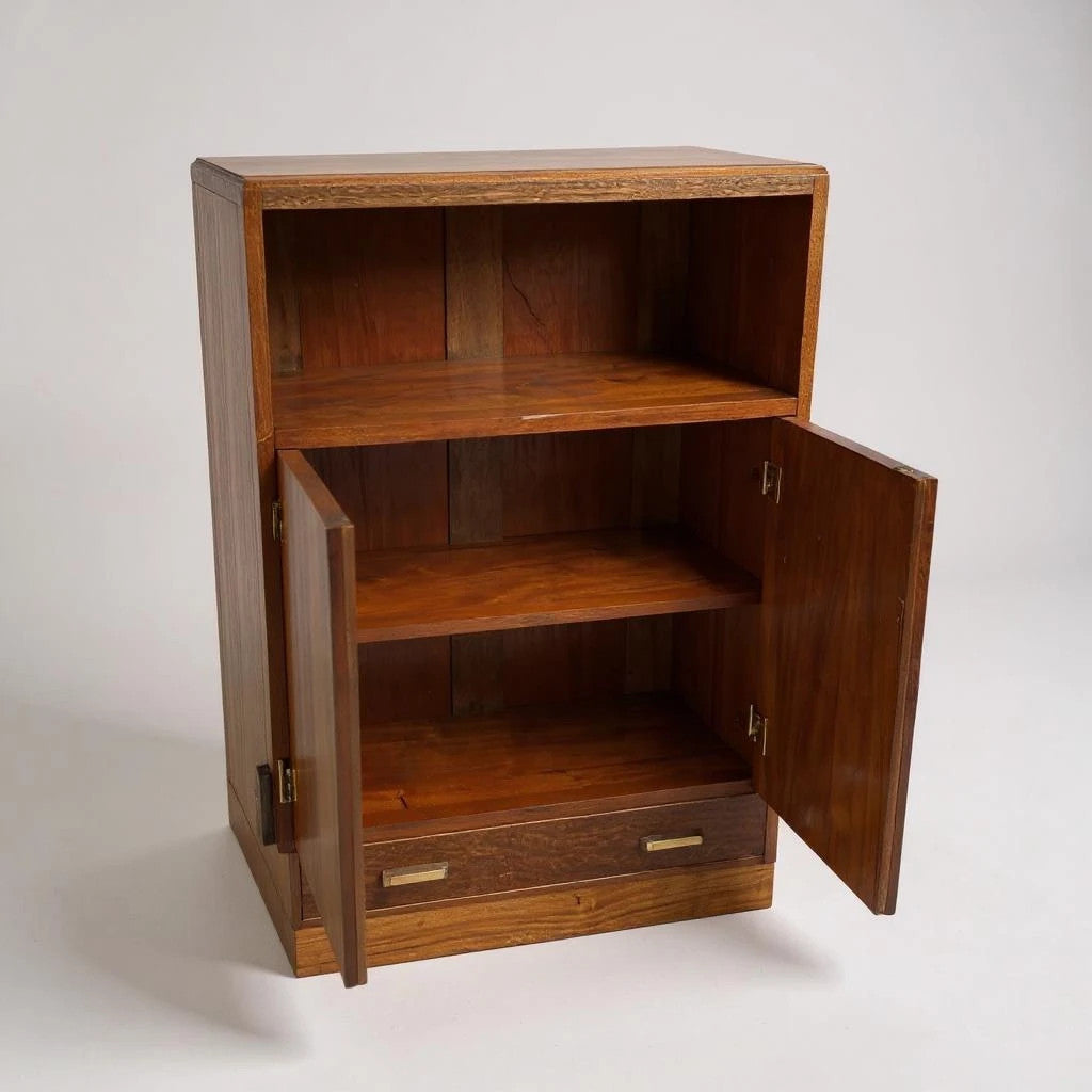 Vintage 1930s Art Deco Oak Cabinet | Small Storage Cupboard with Drawer