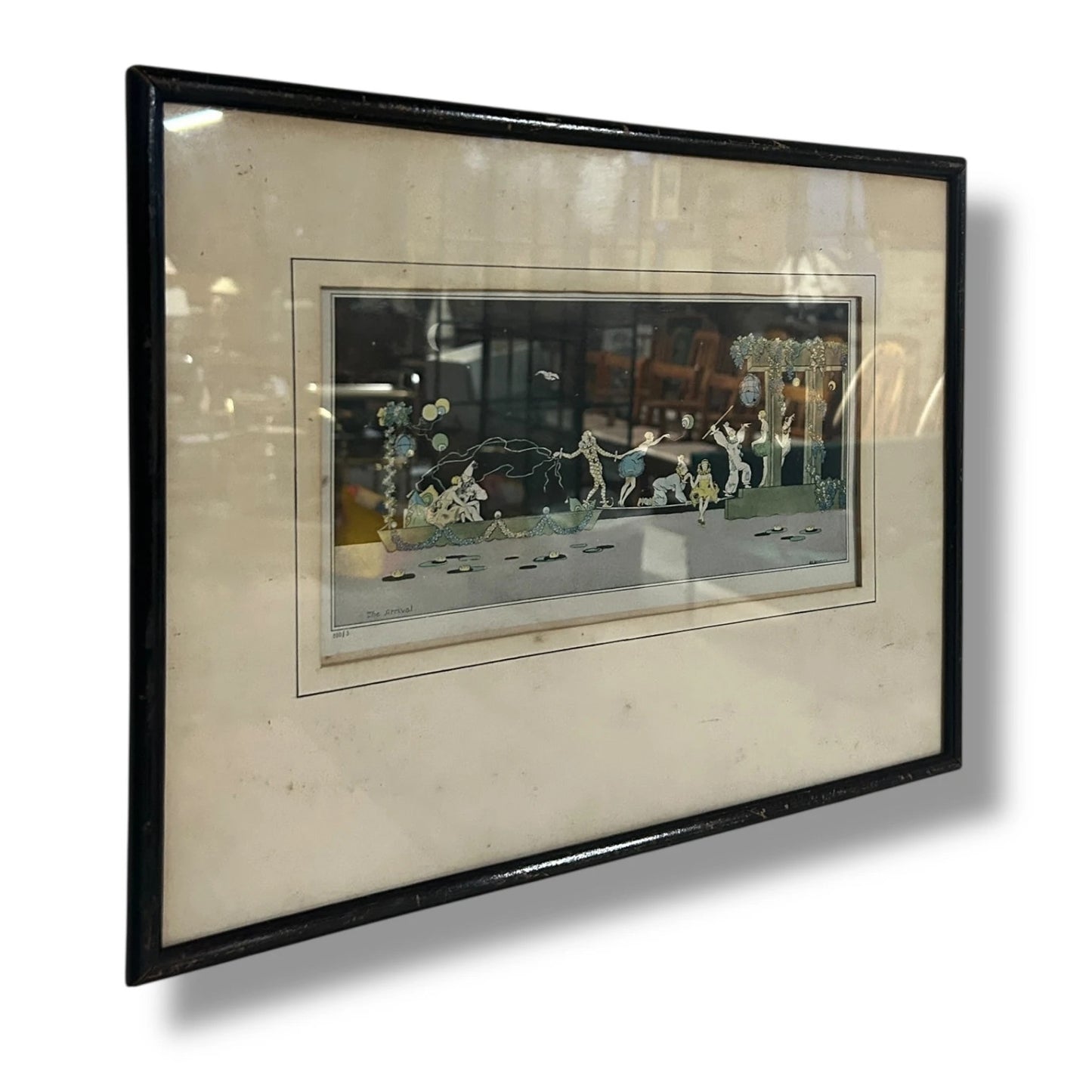 Vintage Art Deco Paper Dancing The Arrival Framed Artwork