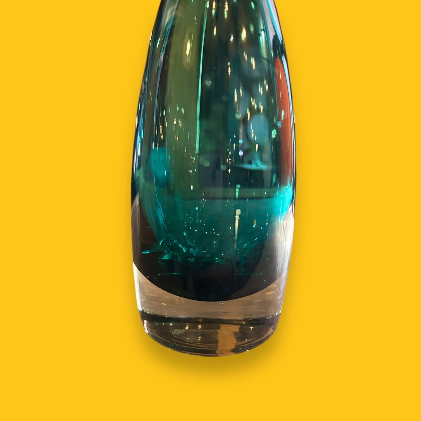 Mid Century Finnish Turquoise Glass Vase