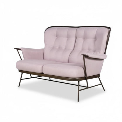 Ercol Everest Sofa – Two-Seat Loveseat | Dark Beech Frame, Dusty Pink Upholstery