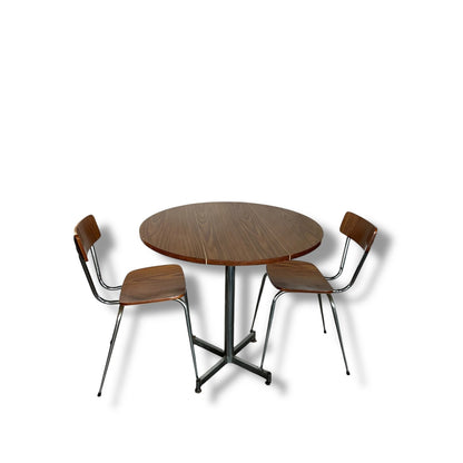 Vintage Drop Leaf Table & Chairs – Brown & Cream Formica Space Saving Dining Set