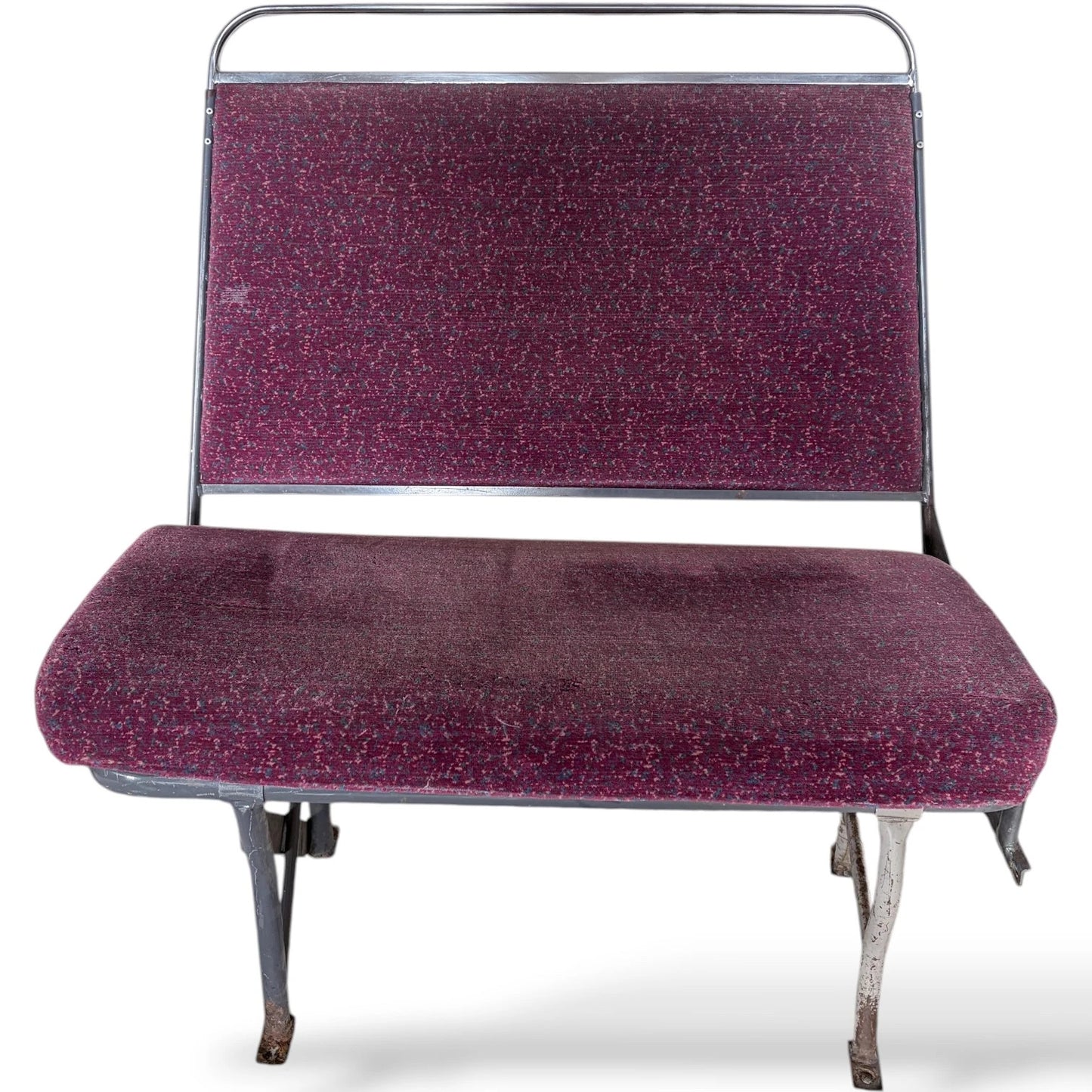 Vintage Purple Bus Seat – Industrial Mid-Century Bench