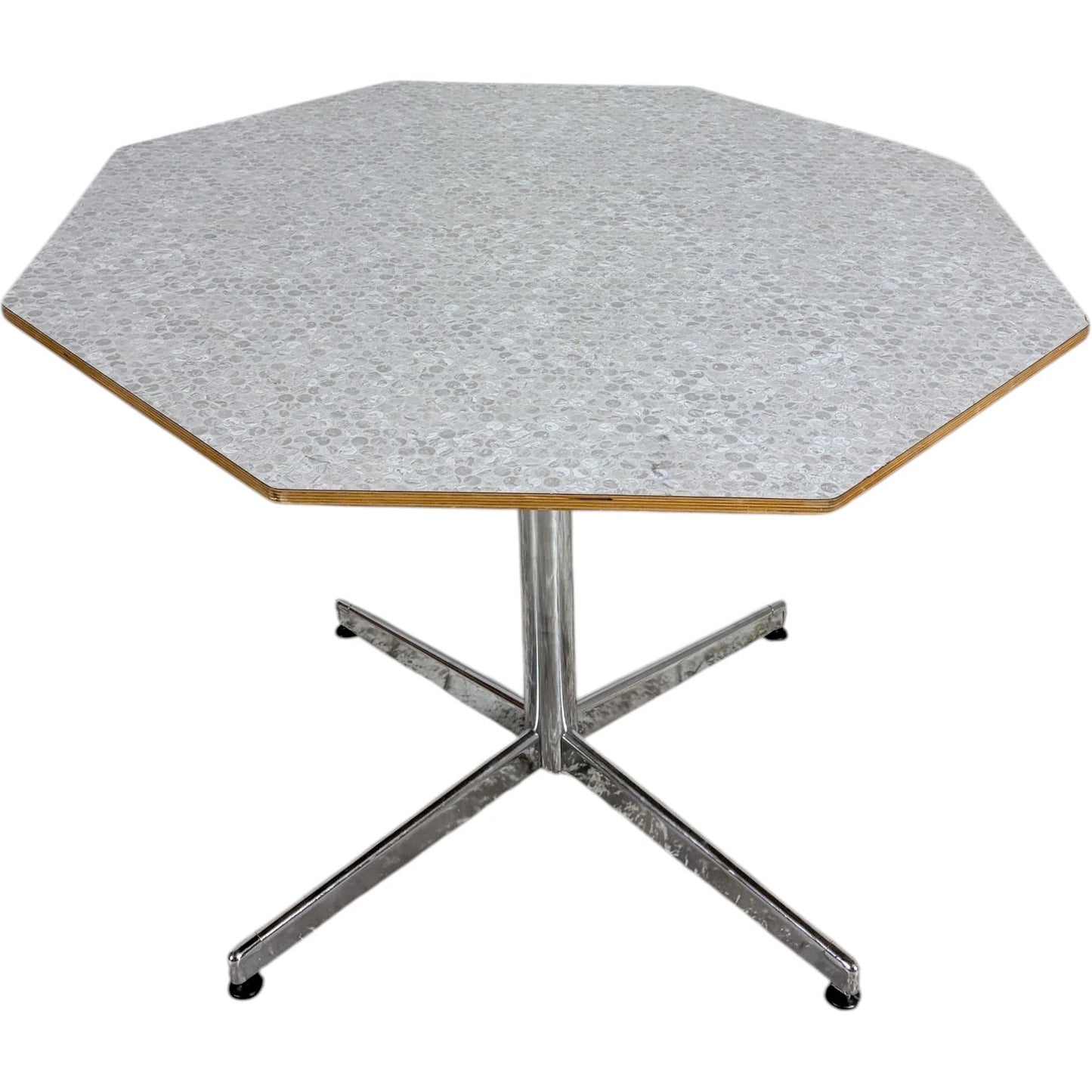 Mid Century Dining Table - Octagonal Formica Kitchen Table with Chrome Base