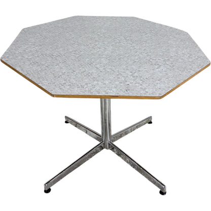 Mid Century Dining Table - Octagonal Formica Kitchen Table with Chrome Base