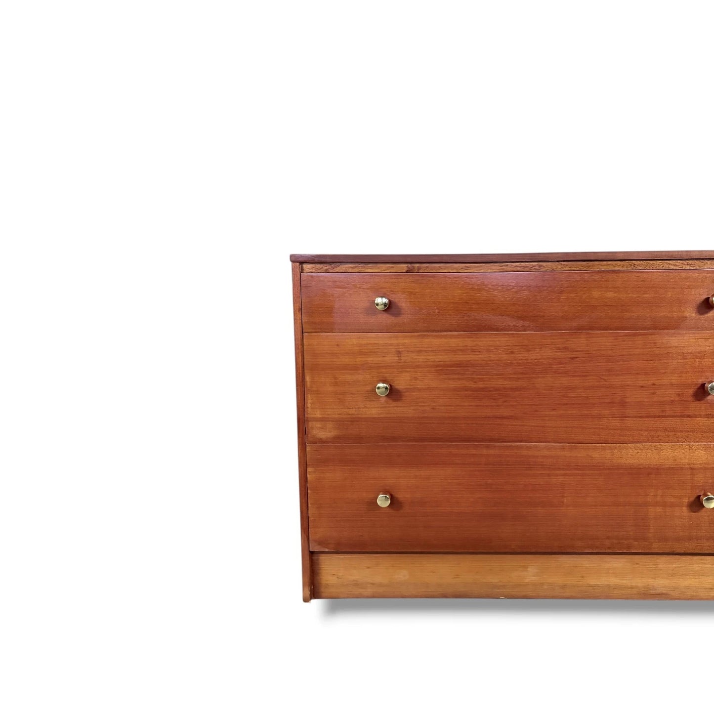 Vintage Easifit Teak Chest of Drawers – 1960s Mid-Century Modern Brass Handle Dresser