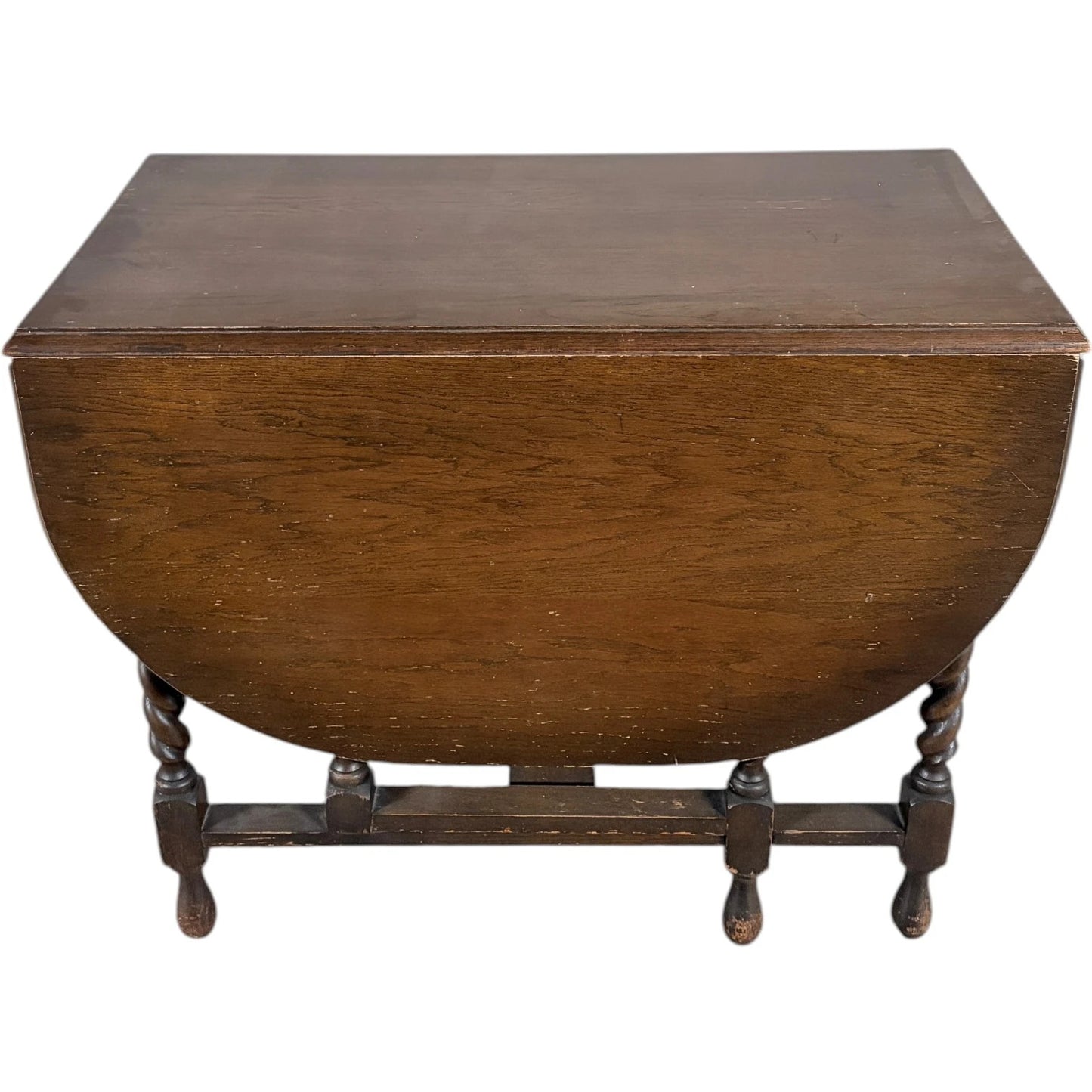 Oak Drop Leaf Table – Vintage Dining Table with Barley Twist Legs & Folding Design