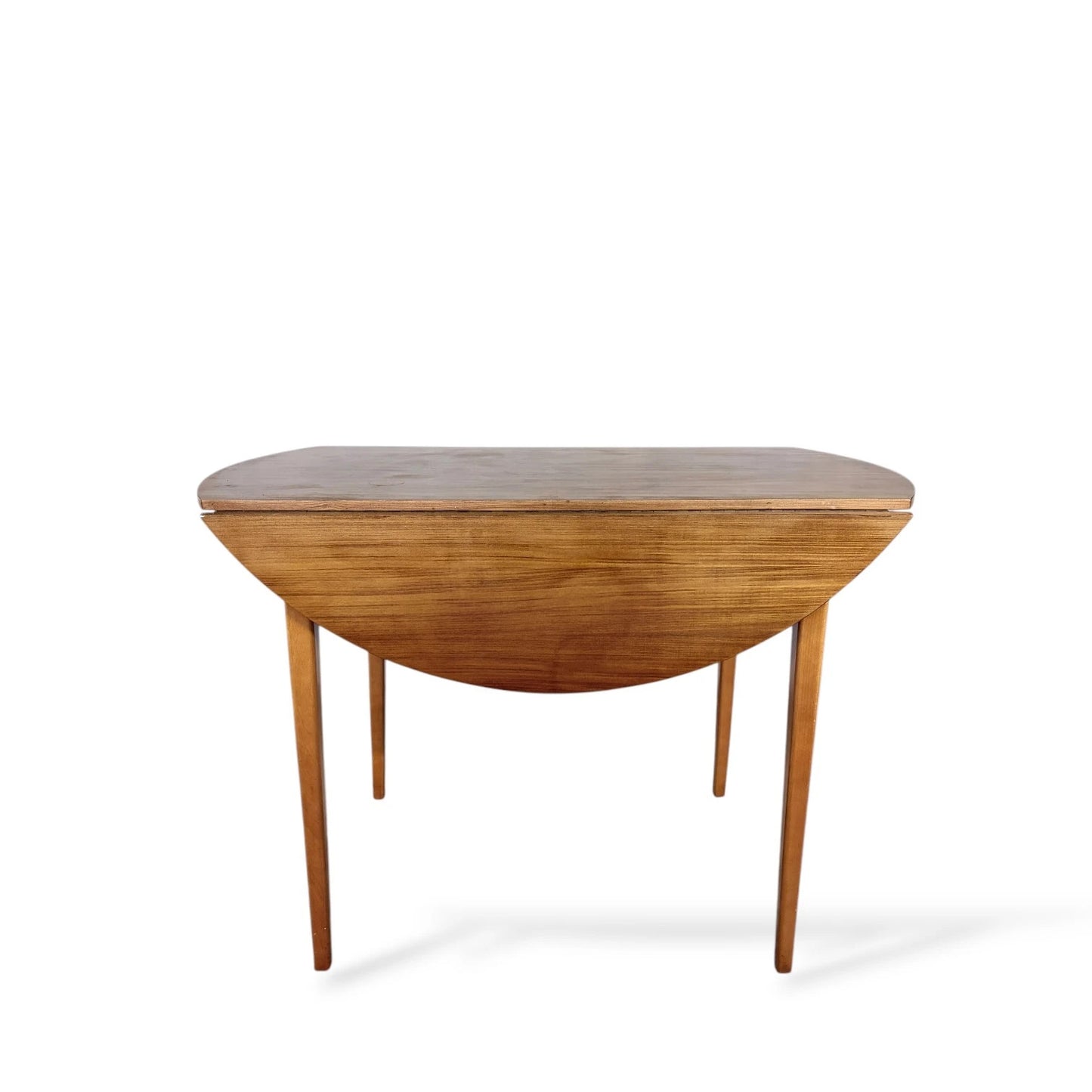 Mid-Century Teak & Beech Drop-Leaf Dining Table – Compact Vintage Table