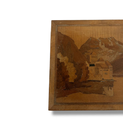 Vintage Boxwood Marquetry Panel | Scottish Landscape Wall Art