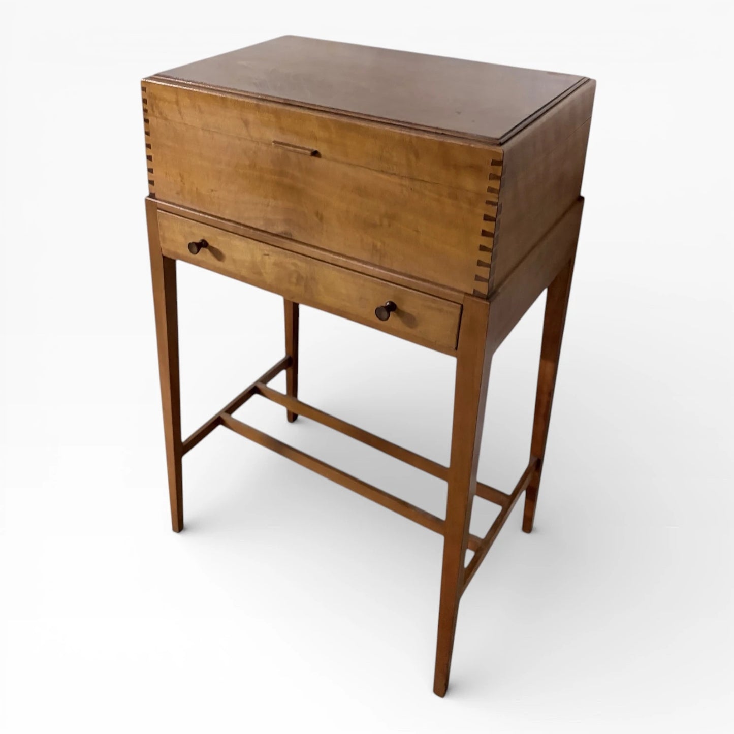 Mid Century Storage Table - Lift Top Utility Side Table with Drawer