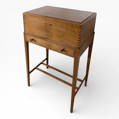 Mid Century Storage Table - Lift Top Utility Side Table with Drawer