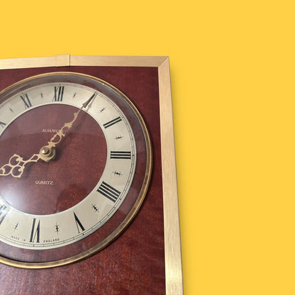 Mid Century Brass and Teak Wall Clock