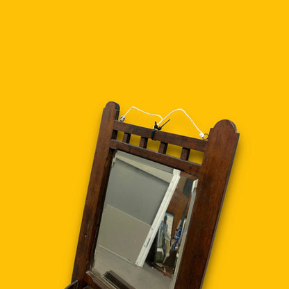 Vintage 1940s Victorian Dark Wood Wall Mirror