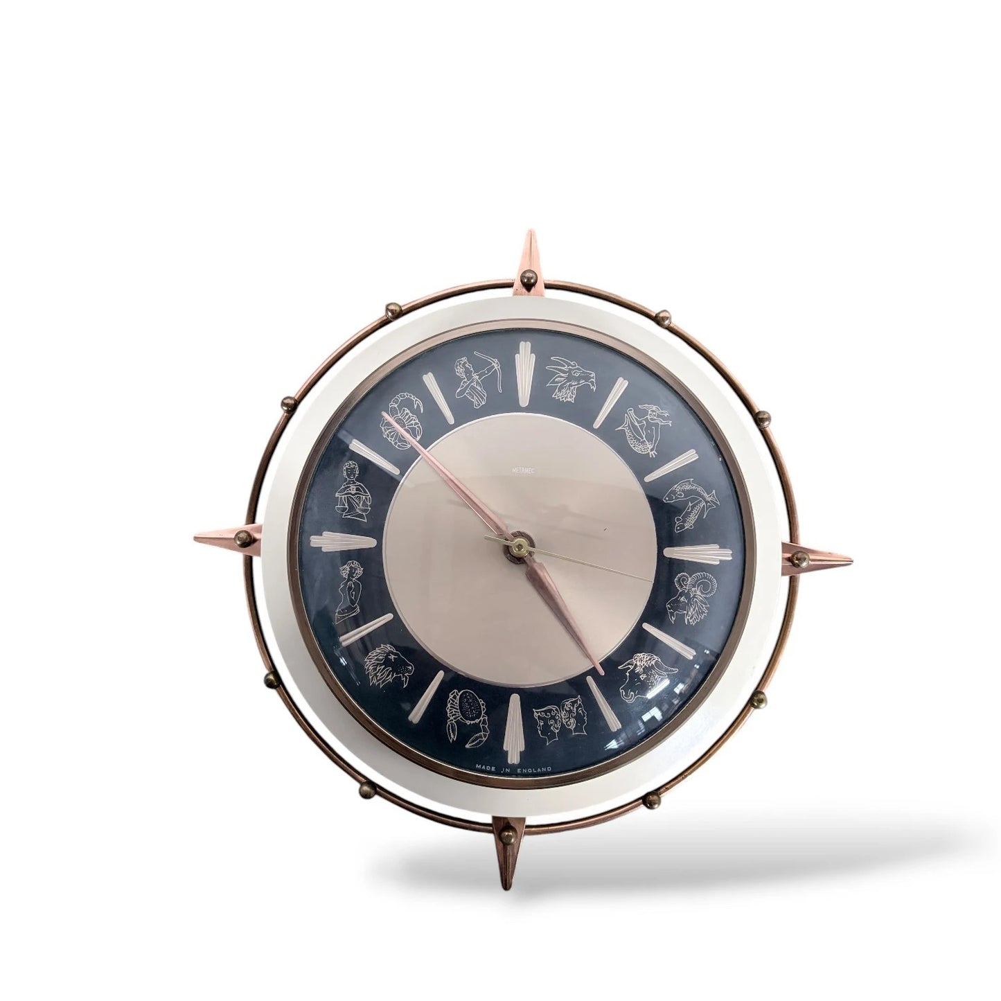 Mid-Century Metamec Zodiac Wall Clock – Copper Starburst Atomic Design